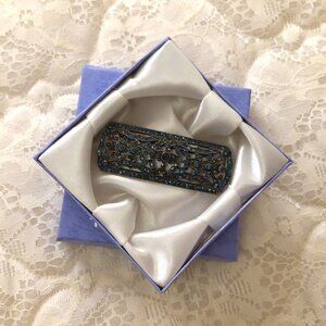 NWOT Elegant Design Vintage Style Fashionable Blue Teal Crystal Scarf Brooch